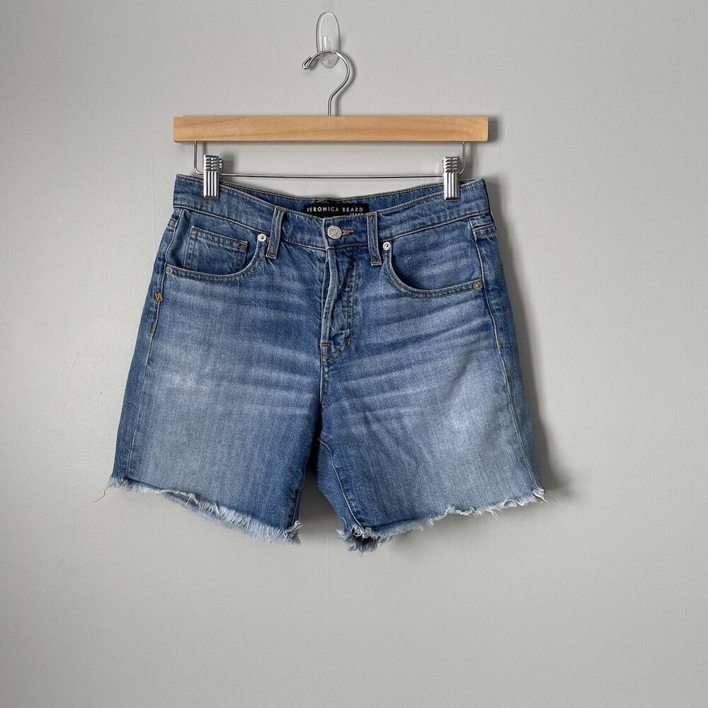 Veronica Beard Shiloh Relaxed Short Mid Rise Denim Lava Stone Wash Size 24